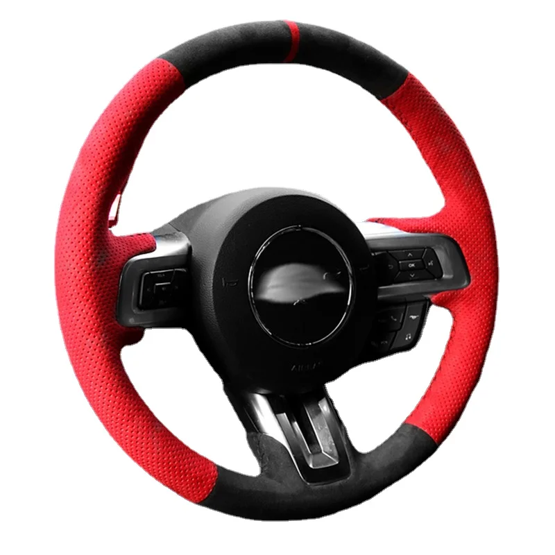 For Ford Mustang gt DIY private custom Alcantara suede hand stitched steering wheel cover car interior accessories
For Ford Mustang gt DIY private custom Alcantara suede hand stitched steering wheel cover car interior accessories