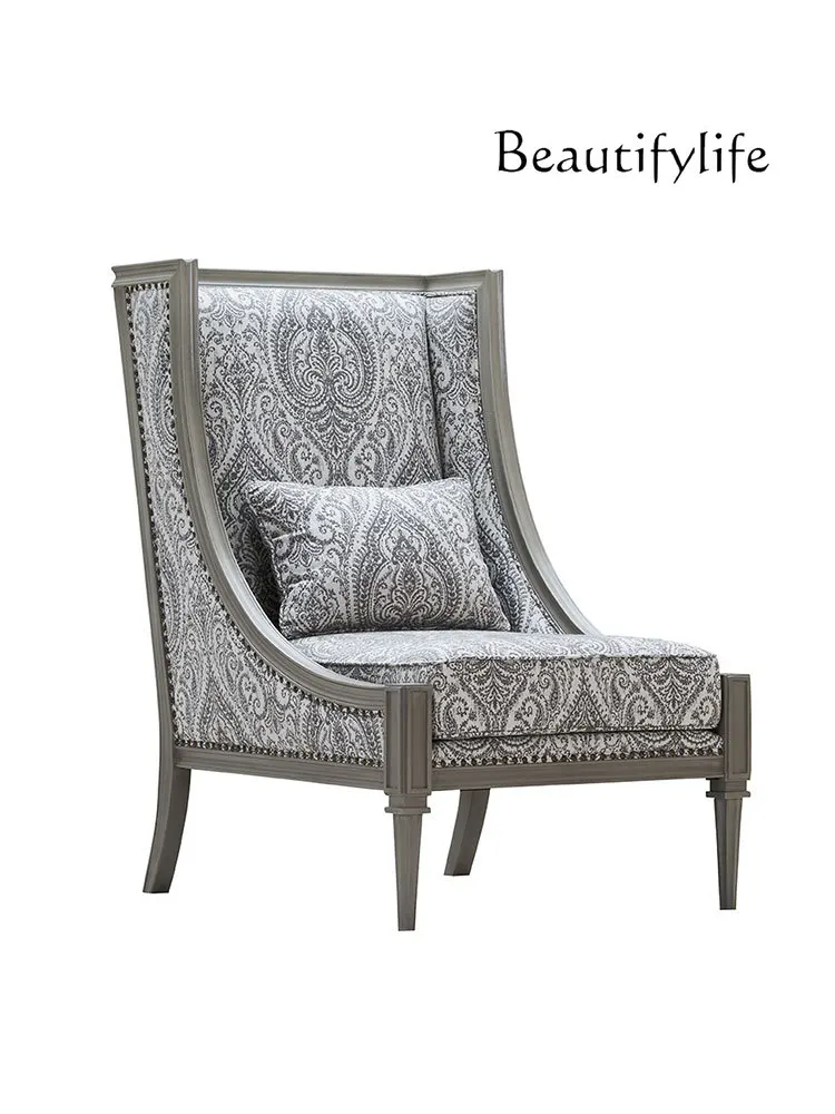 Spot American High Back Chair Jacquard Fabric Art Sofa Oak Frame Single Leisure Tiger Chair
Spot American High Back Chair Jacquard Fabric Art Sofa Oak Frame Single Leisure Tiger Chair