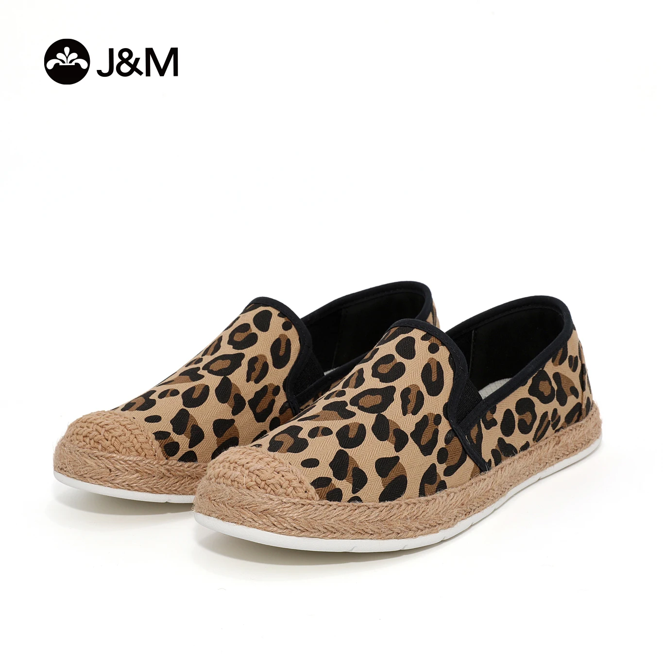 

J&M Women Espadrilles Flat Fisherman Shoes Round Toe Leopard Canvas Hemp Summer Slip-on Casual Sneakers Zapatillas Mujer Sapatos