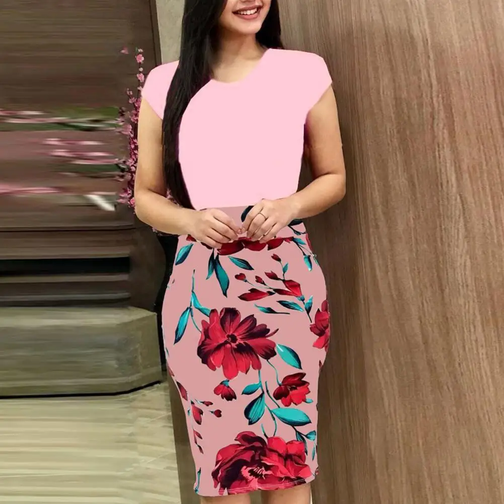 Spring Autumn Floral Dress Elegant Knee Length Women's Summer Dress with Slim Fit Short Sleeve Round Neck in Patchwork for Lady
Spring Autumn Floral Dress Elegant Knee Length Women's Summer Dress with Slim Fit Short Sleeve Round Neck in Patchwork for Lady