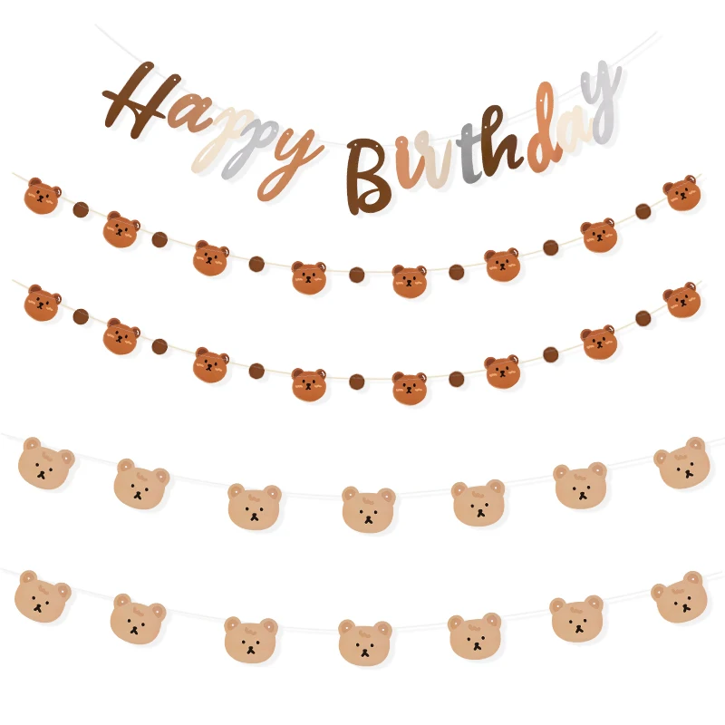 

Cute Teddy Bear Garland Foil Balloons Happy Birthday Banner Baby Shower Kids 1st Bear Theme Birthday Party Decoration Supplies