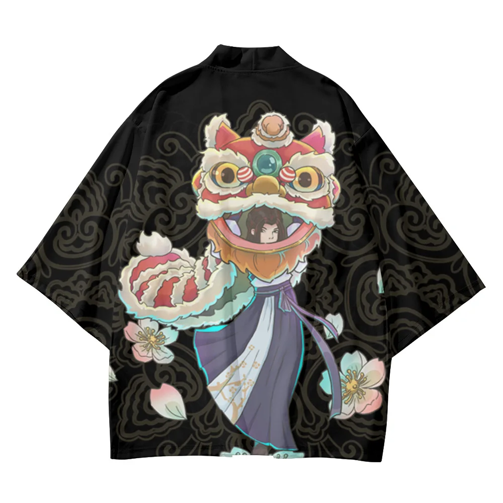 Fashion Chinese Lion Dance Printed Couple Men Women Summer Beach Cardigan Yukata Kimono Streetwear Traditional Asian Clothing
Fashion Chinese Lion Dance Printed Couple Men Women Summer Beach Cardigan Yukata Kimono Streetwear Traditional Asian Clothing