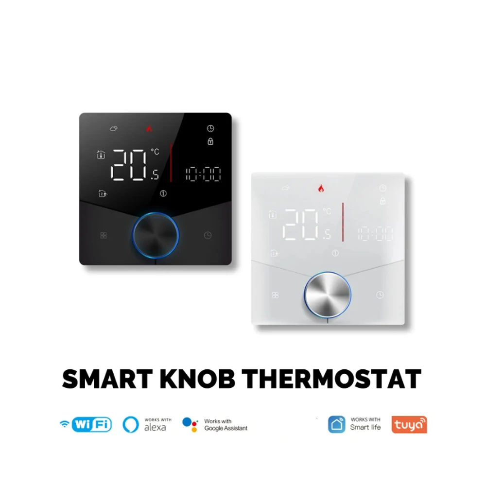 

WiFi Smart Home Heating Knob Thermostat LCD Display Touch Screen Temperature Controller For Electric Heating Works with Alexa Go