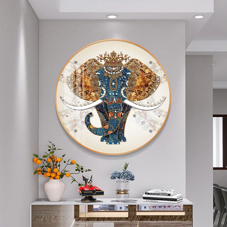elephant entrance decoration painting, living room circular mural, aisle light luxur
elephant entrance decoration painting, living room circular mural, aisle light luxur
