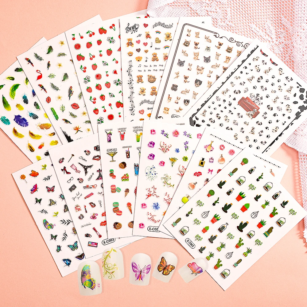 12 шт., самоклеящиеся наклейки для ногтей, бабочки, цветы 
12 шт., самоклеящиеся наклейки для ногтей, бабочки, цветы