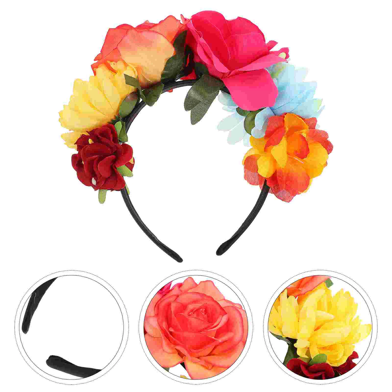 

Hawaiian Headband Exquisite Headwear Wedding Hair Accessories Women Headdress Rose Decor Ties Accessory Girls Hairband Headgear