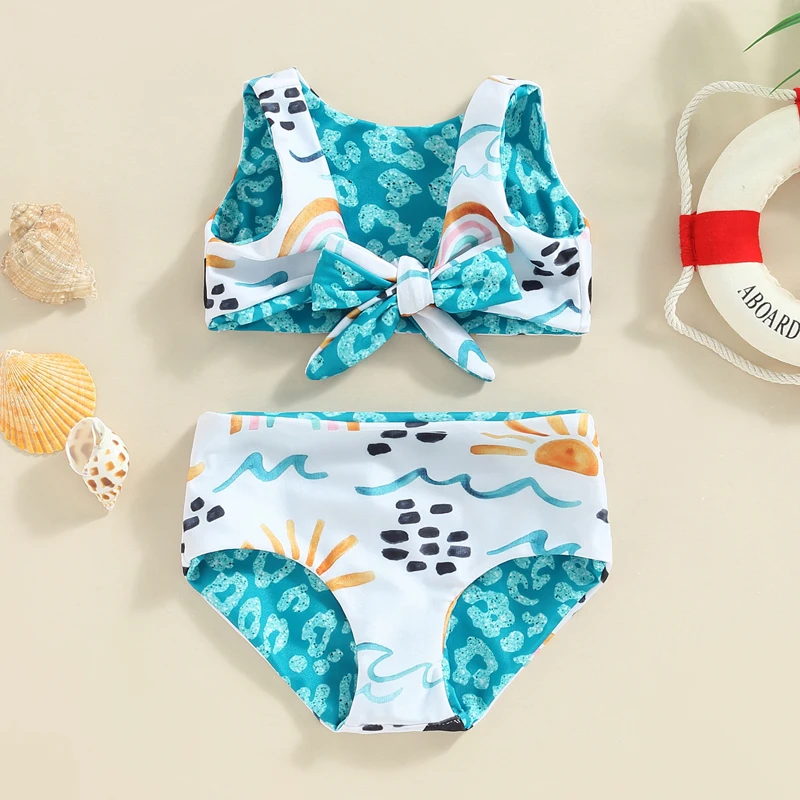 Toddler Girl Two Piece Swimsuits Sleeveless Cartoon Floral Print Knot Two Sided Backless Tops + Bikini Bottom Set Beachwear
Toddler Girl Two Piece Swimsuits Sleeveless Cartoon Floral Print Knot Two Sided Backless Tops + Bikini Bottom Set Beachwear