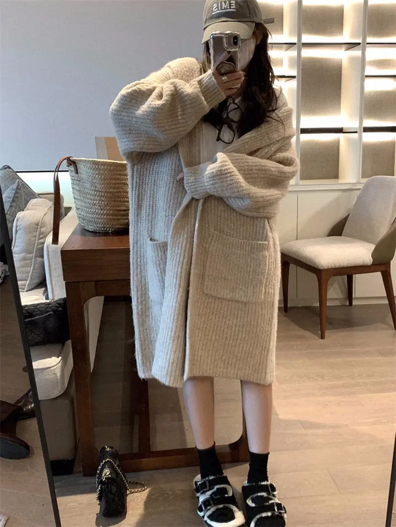 2023 Thickened Hooded Knitted Cardigan Women's Long Spring And Autumn Clothes Large Pocket Loose Lazy Casual Sweater Coat Z226
2023 Thickened Hooded Knitted Cardigan Women's Long Spring And Autumn Clothes Large Pocket Loose Lazy Casual Sweater Coat Z226