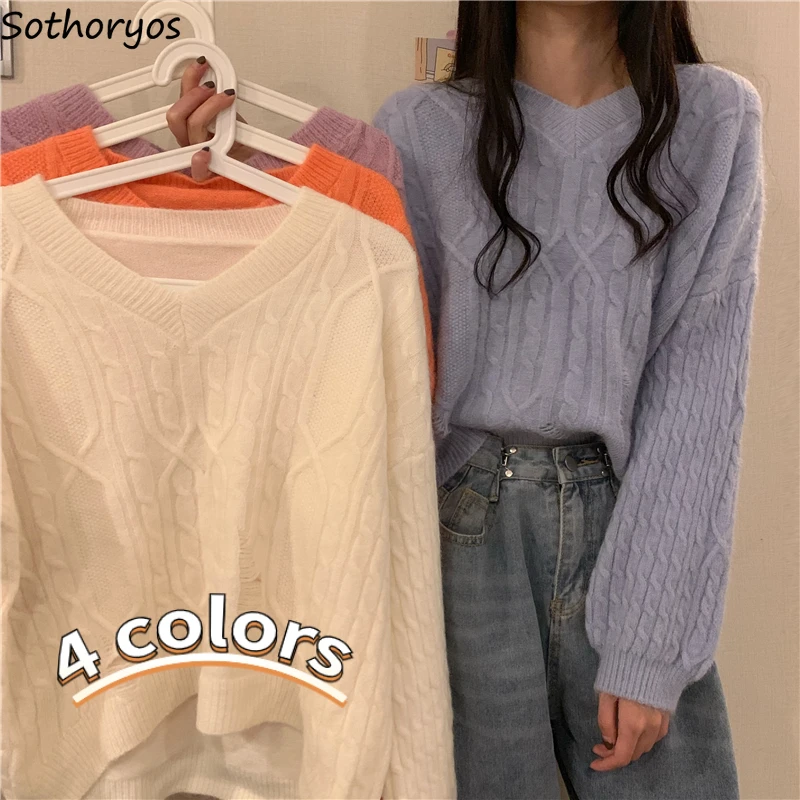 Pullovers Women Autumn Sweater Pure Simple Design V-neck Fashion Korean Style Ladies Temperament All-match Daily Elegant Retro
Pullovers Women Autumn Sweater Pure Simple Design V-neck Fashion Korean Style Ladies Temperament All-match Daily Elegant Retro