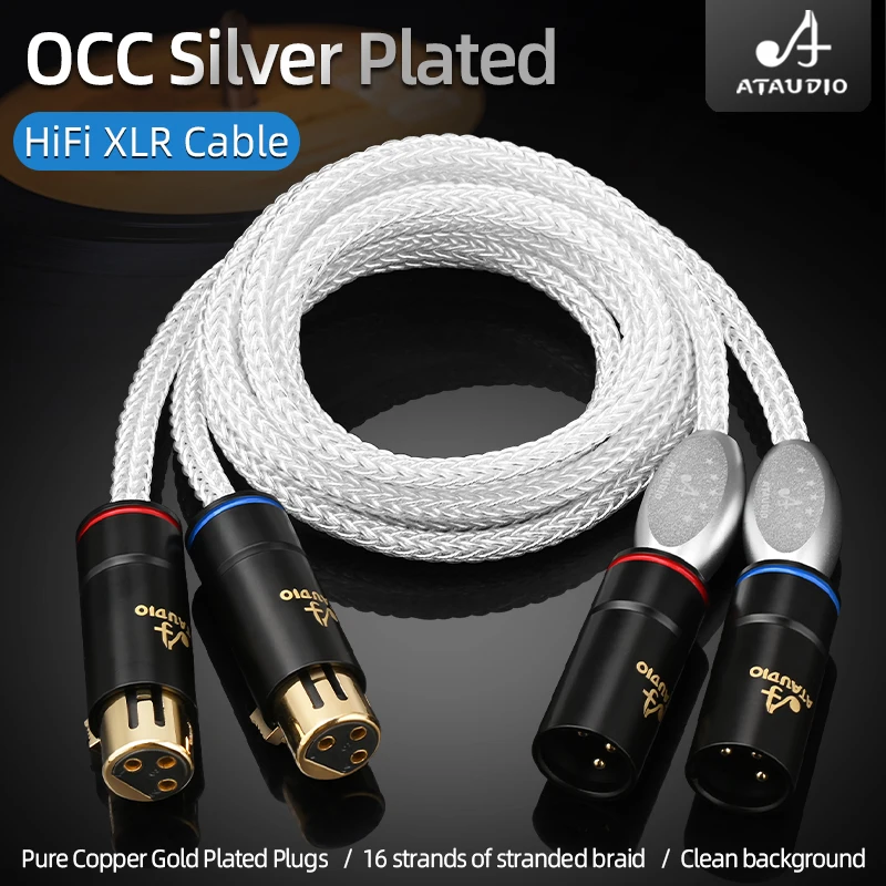 

ATAUDIO HiFi Silver-Plated OCC XLR Audio Cable for Mixer CD Player 2XLR Balanced Cable XLR Male to XLR Female Amplifier Cable