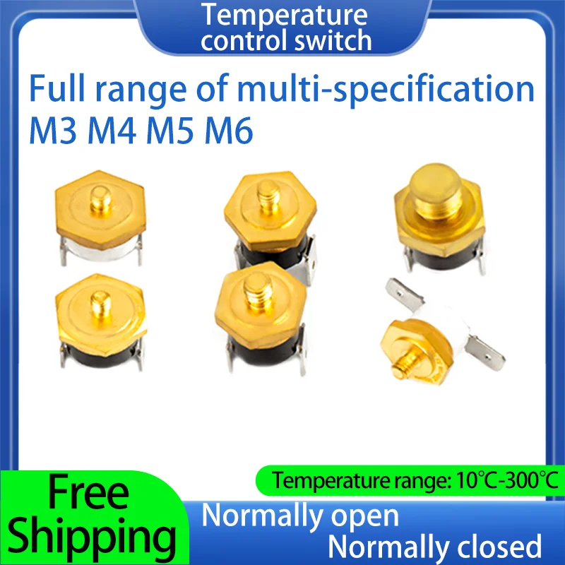 

1PCS Normal Closed Open 10A 250V Temperature Switch Screw Cap KSD301 Insurance Fuse Threaded Mount M3M4M5M6 40-200℃