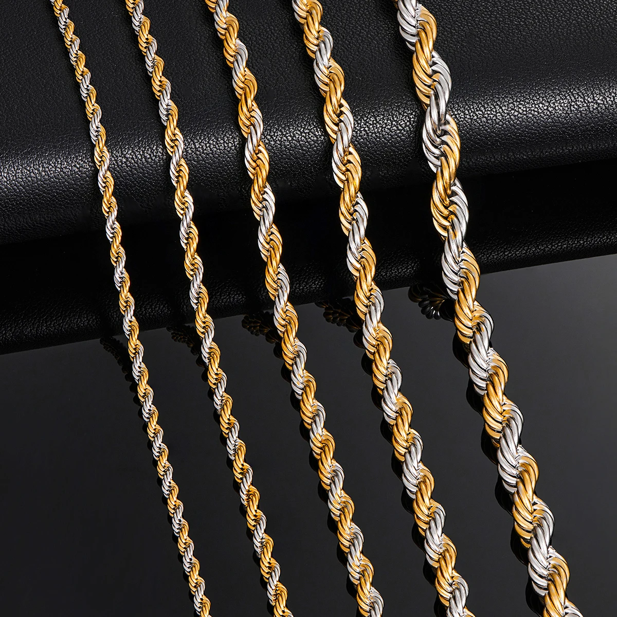 

Width 2.3mm/3mm/4mm/5mm/6mm Stainless Steel Rope Chain Men Statement Gold Twisted Silver Color Necklace 16 to 30 Inches