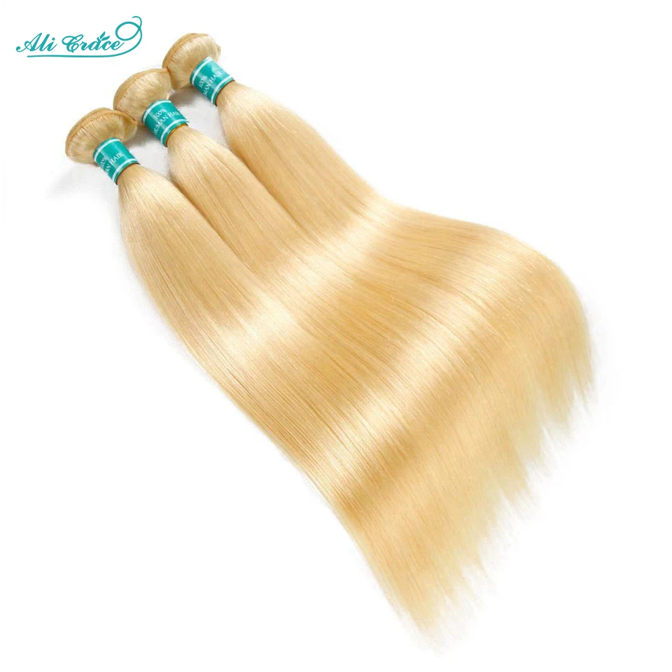 

Ali Grace 613 Honey Blonde Color Straight Hair Bundles 10-30 inch Remy Human Hair Weaving 3 Bundle Deal Hair Extension