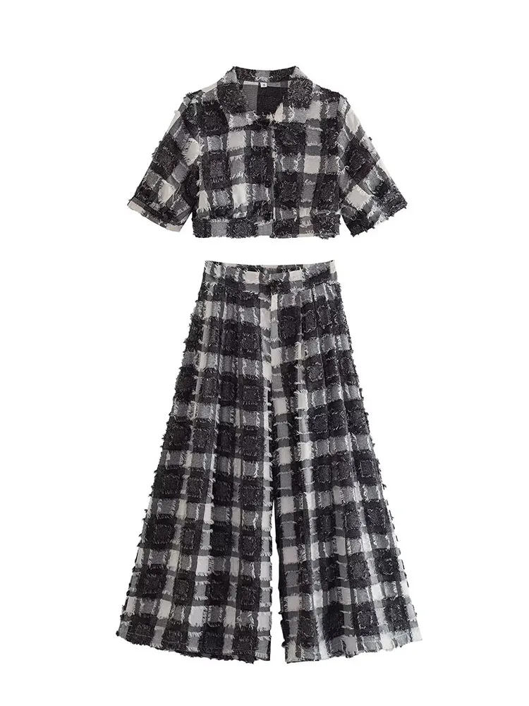 New women's clothing, early autumn, French-style brushed decoration, small fragrant wind top + high-waisted wide-leg pants
New women's clothing, early autumn, French-style brushed decoration, small fragrant wind top + high-waisted wide-leg pants