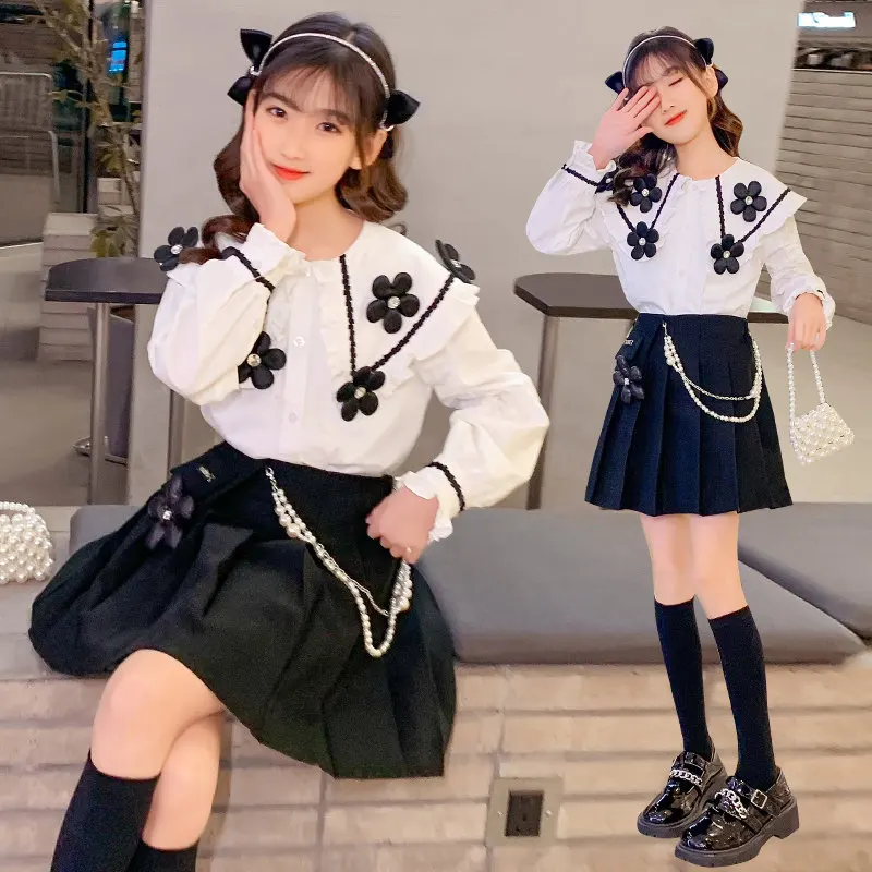 Fashion Teenage Girls Clothes Sets Flower Shirts Top and Skirt with Chain Pearl Children's Tracksuit Outfits New Spring 4-14Yrs
Fashion Teenage Girls Clothes Sets Flower Shirts Top and Skirt with Chain Pearl Children's Tracksuit Outfits New Spring 4-14Yrs