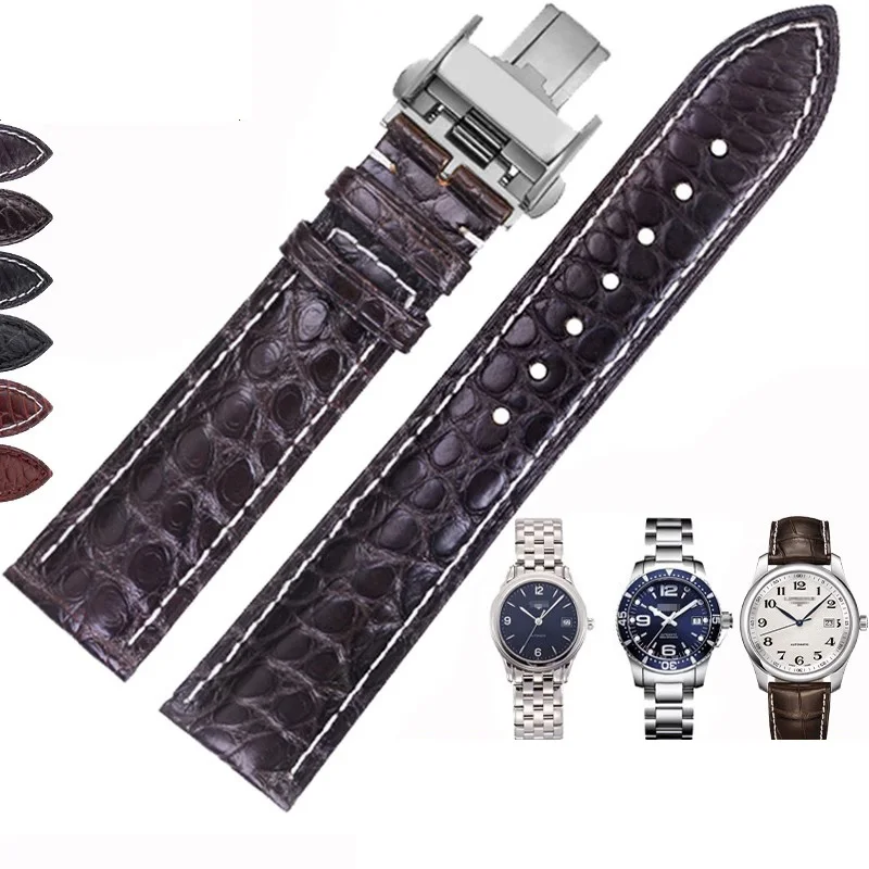 

High Quality Crocodile skin Watchband for Longines Master L2 L3 L4 L2.628 L2.673 Watch Strap Bracelet 19mm 20mm 21mm 22mm