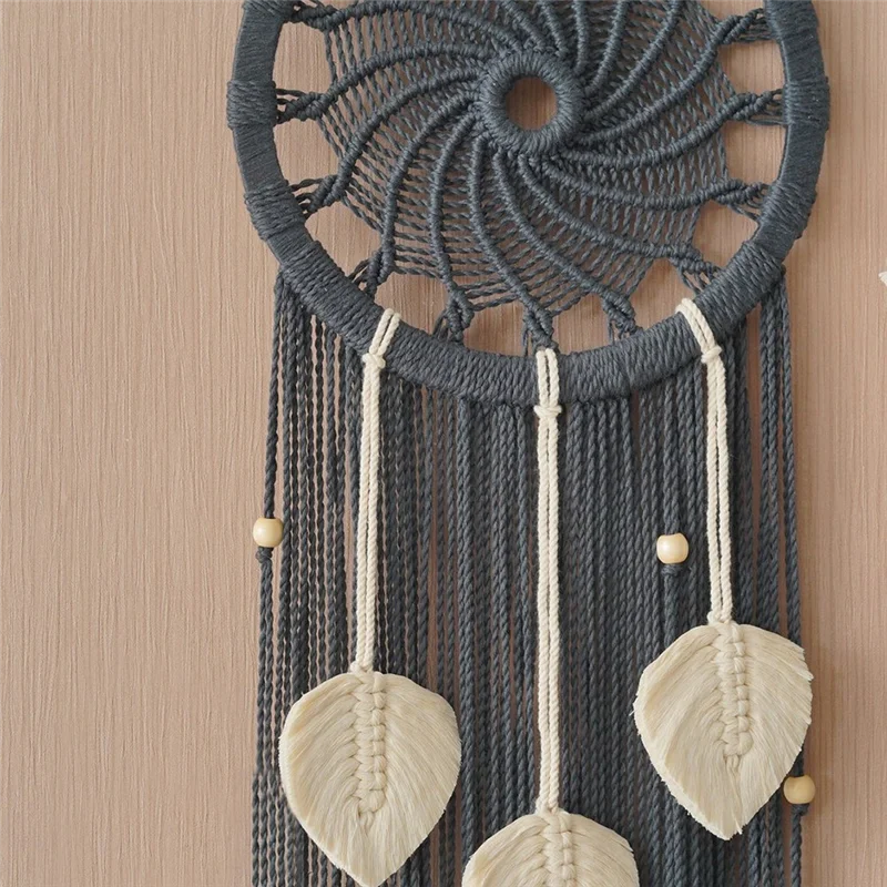 Boho Dream Catcher Macrame Wall Hanging with Tassels 2 S12f53911f04f41b0b9015693d571e215I