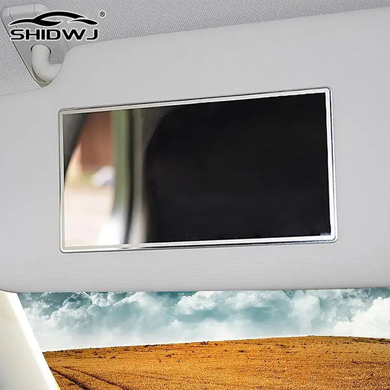 

Car Cosmetic Mirror Stainless Steel Portable Sun-Shading Makeup Mirror Auto Visor HD Cosmetic Mirrors Universal Auto Decoration