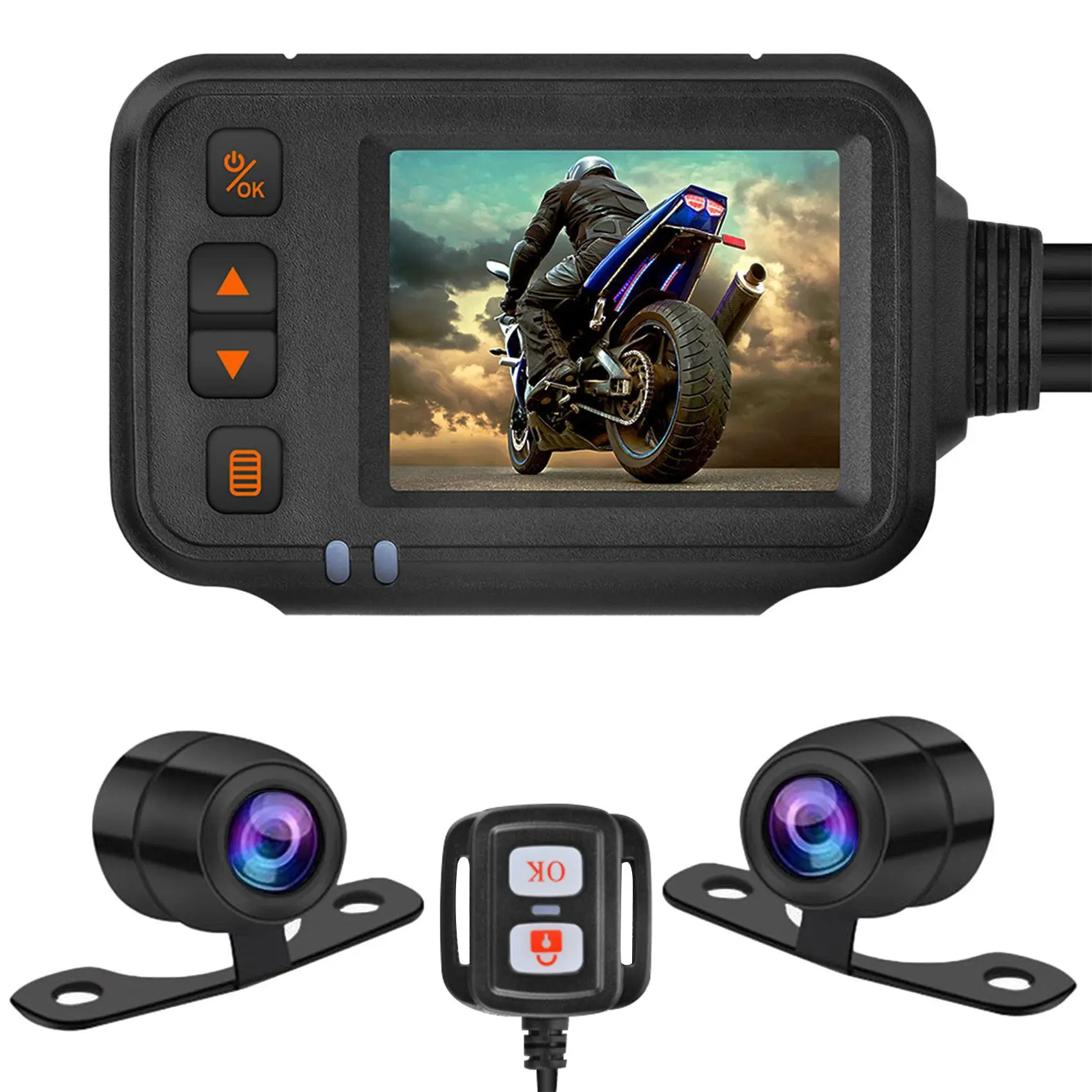Motorcycle Camera Dash Cam, 2Inch IPS Screen 1080P+720P Dual AHD Bike Dashcam G-Sensor Parking Mode Driving Recorder
Motorcycle Camera Dash Cam, 2Inch IPS Screen 1080P+720P Dual AHD Bike Dashcam G-Sensor Parking Mode Driving Recorder