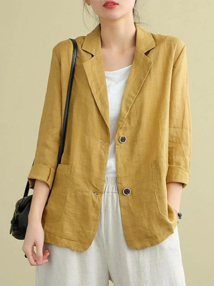 Cotton Linen Small Suit Women 2023 Spring Summer New Korean Fashion Thin Coat Casual Tops Office Lady Female Blazers Jacket
Cotton Linen Small Suit Women 2023 Spring Summer New Korean Fashion Thin Coat Casual Tops Office Lady Female Blazers Jacket