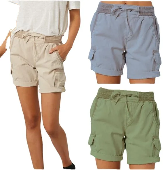 Summer Women Beach Solid Color Shorts Fashion Women Cargo Short Pants Cotton Linen Elastic Waist Comfot Breathable Shorts
Summer Women Beach Solid Color Shorts Fashion Women Cargo Short Pants Cotton Linen Elastic Waist Comfot Breathable Shorts