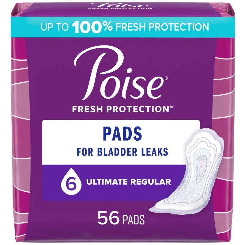 Poise Incontinence Pads for Women, 6 Drop, Ultimate Absorbency, Regular, 56 Count
Poise Incontinence Pads for Women, 6 Drop, Ultimate Absorbency, Regular, 56 Count