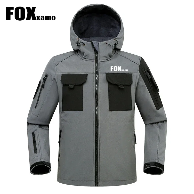 

Foxxamo Tactical Softshell Men Military Camouflage Outdoor Multi Pockets Windbreakers Warm Winter Cycling Waterproof Jackets