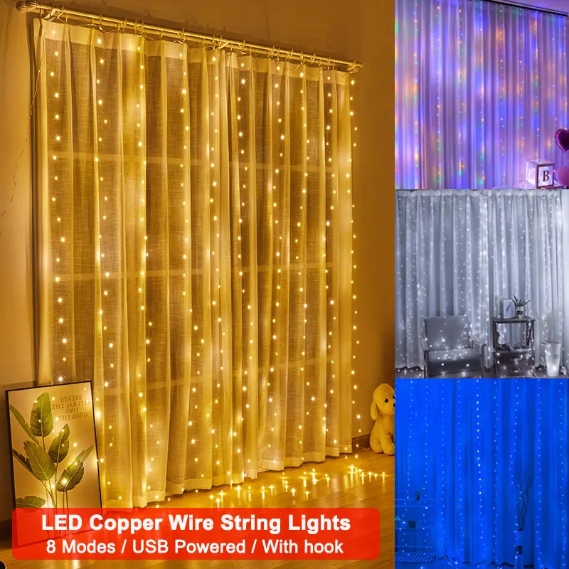 LED Curtain Fairy Lights Remote Control USB Fairy string lights Christmas Decora For Home Bedroom Wedding Party Holiday Lights
LED Curtain Fairy Lights Remote Control USB Fairy string lights Christmas Decora For Home Bedroom Wedding Party Holiday Lights