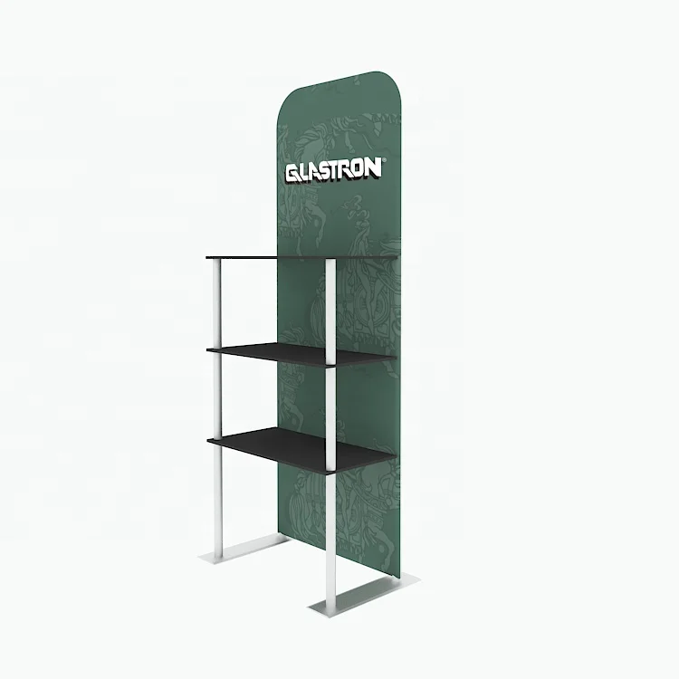 

Quick Assemble Trade Show Equipment Custom Logo Light Weight Shelves Floor Standing Tradeshow Product Portable Display Rack