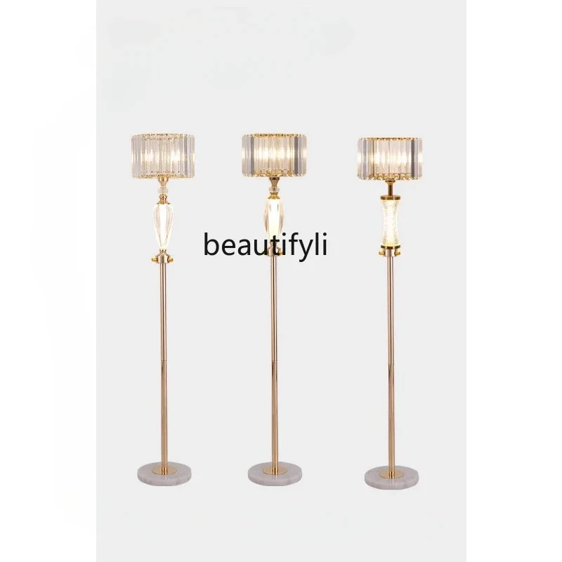 

French Entry Lux Floor Lamp Living Room Modern Bedroom Bedside Lamp Double Light Source Design Sense Crystal Lamp