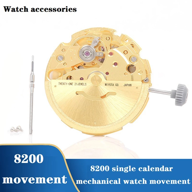 1Set Watch Movement With Handle 8200 Watch Movement 8200 Single Calendar Automatic Mechanical Gold
1Set Watch Movement With Handle 8200 Watch Movement 8200 Single Calendar Automatic Mechanical Gold