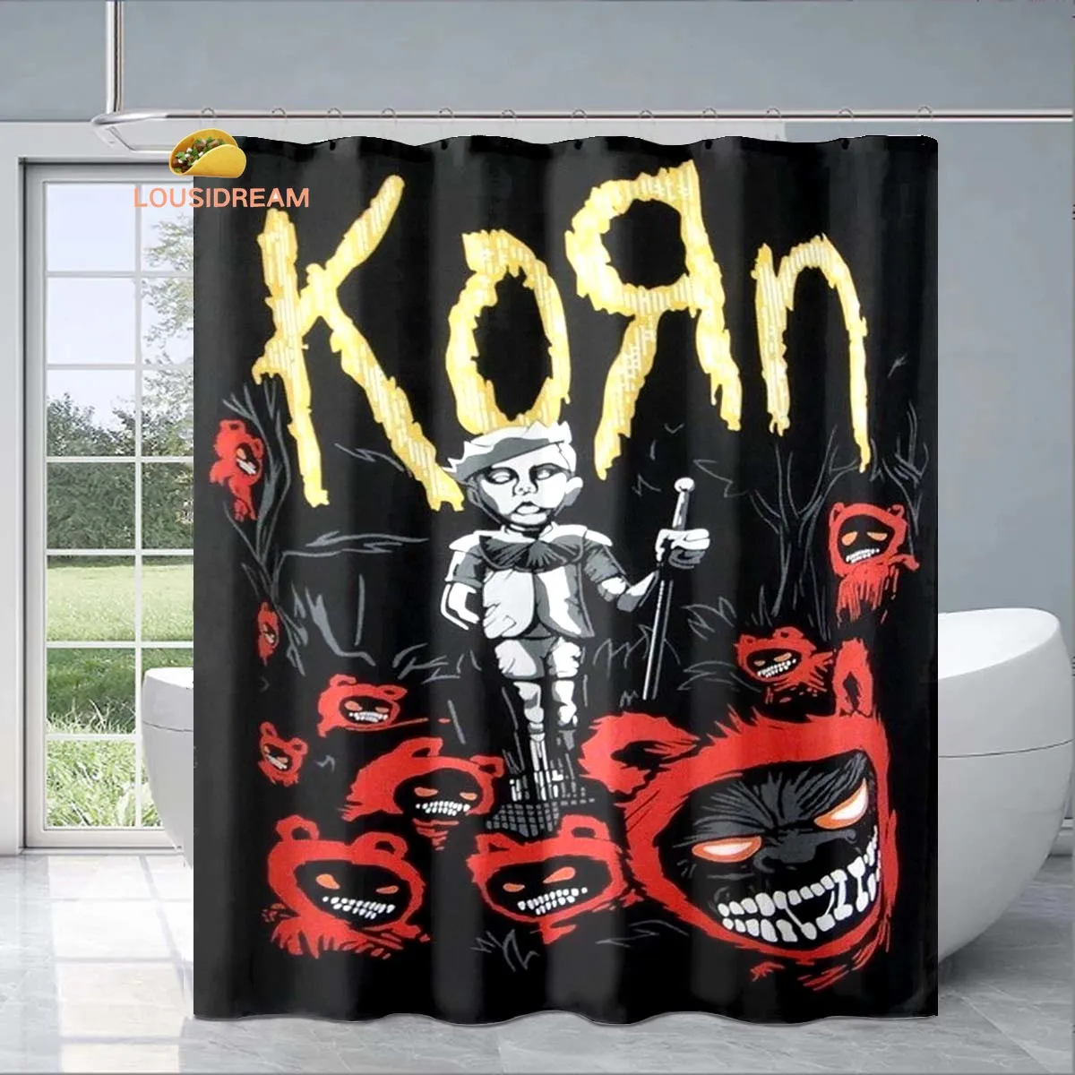

Rock Band Korn Logo Exquisite Shower Curtain Fashionable Decorative Gift for Adult Children Bathroom Waterproof Mildew-proof