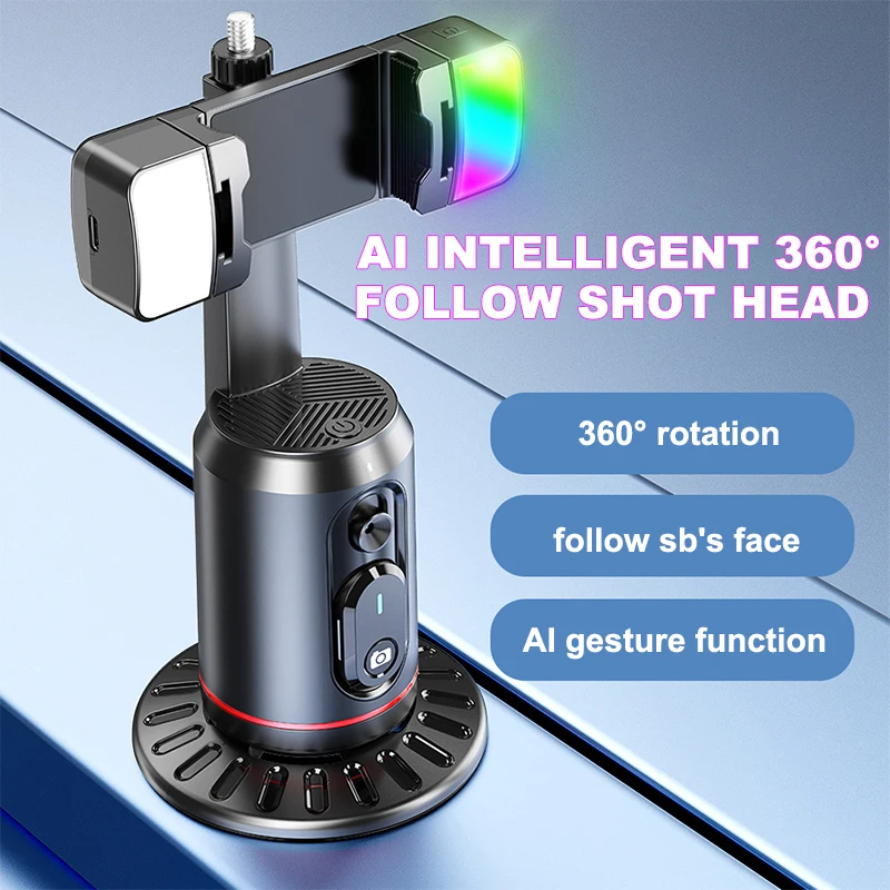 

360° Rotation Gimbal Stabilizer Selfie Stick Desktop Face Tracking Gimbal for Tiktok Smartphone Live with Remote Shutter Holder