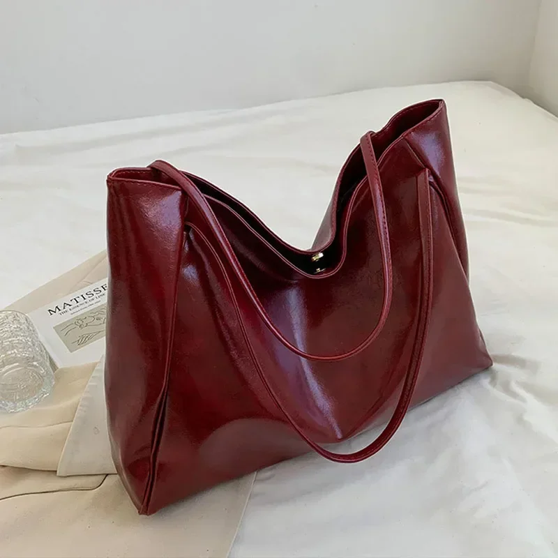 

Женская сумка-тоут, модная сумка через плечо большой емкости, мягкая Женская Ретро сумка через плечо, повседневные портативные сумки с пряжкой