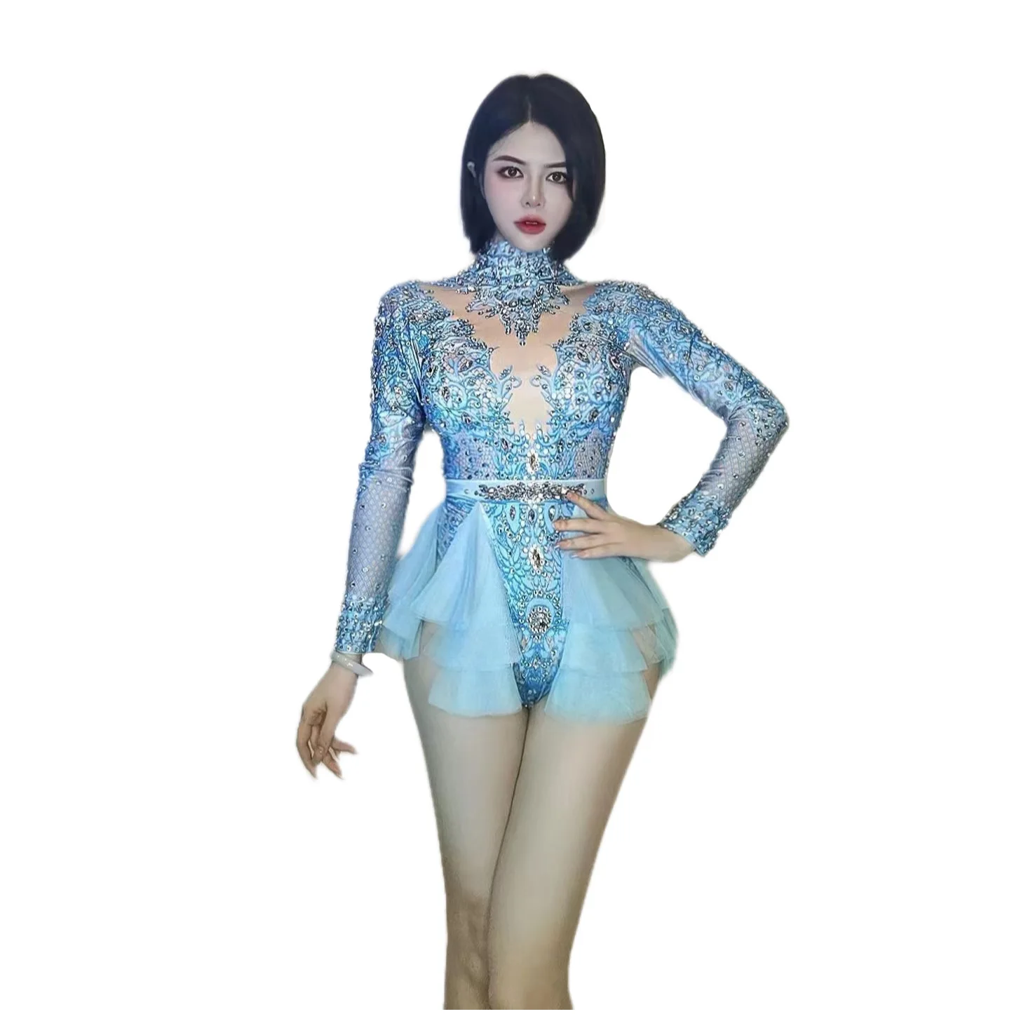 Blue Shining Rhinestones Long Sleeves Sexy Gauze Bodysuits For Women Nightclub Party Clothing Prom Pole DJ Stage Costumes
Blue Shining Rhinestones Long Sleeves Sexy Gauze Bodysuits For Women Nightclub Party Clothing Prom Pole DJ Stage Costumes