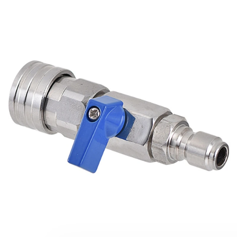 

1 PCS High Pressure Washer Ball Valve Kit 3/8 NPT Quick Connector 4500 PSI Silver&Blue Metal For Power Washer Hose