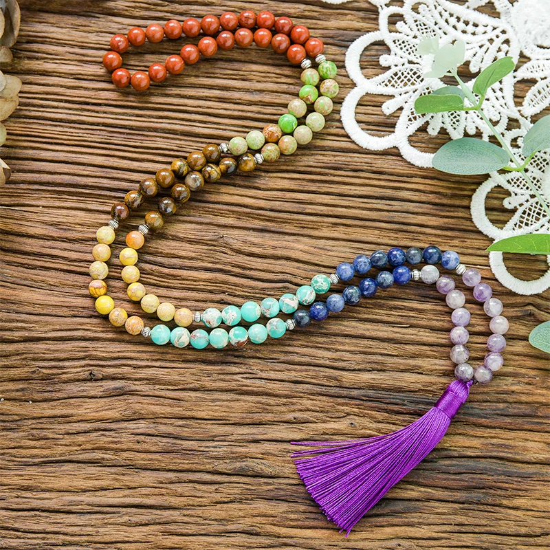 8mm Natural Stone 7 Chakras 108 Mala Beaded Necklace Meditation Yoga Prayer Beads Japamala Rosary Tassel Men and Women Jewelry
8mm Natural Stone 7 Chakras 108 Mala Beaded Necklace Meditation Yoga Prayer Beads Japamala Rosary Tassel Men and Women Jewelry