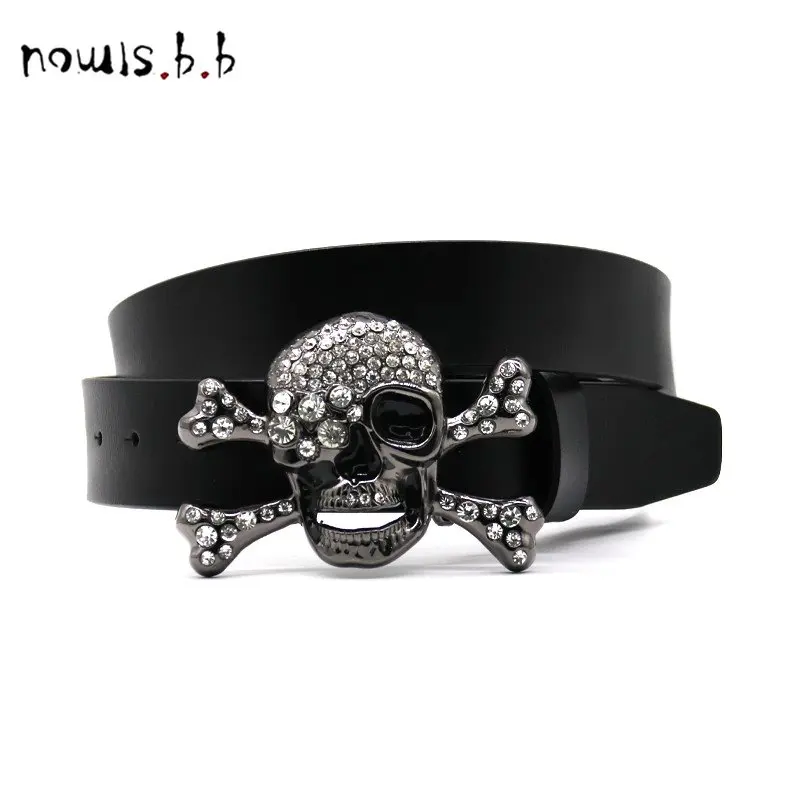 

NOWISBB Western Rhinestone Belt For Woman Man Diamond Studded Belts Luxury Crystal Buckle For Jeans Vintage Rivet Ceinture Femme