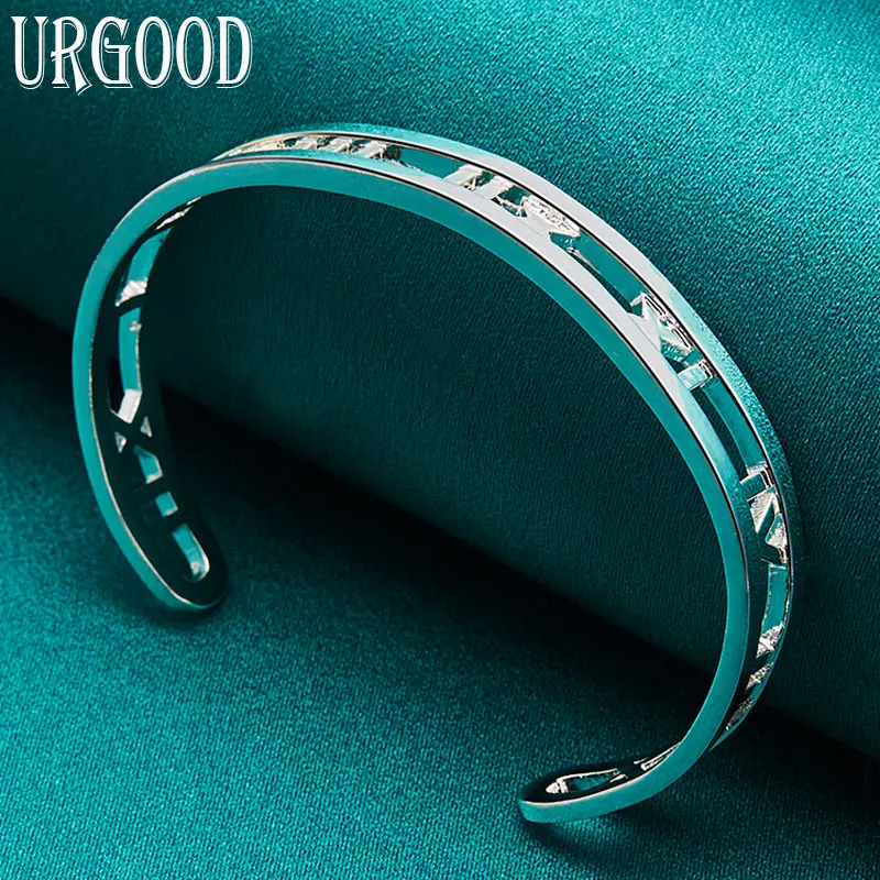 925 Sterling Silver Roman Numerals Open Bangle For Women Man Party Engagement Wedding Romantic Fashion Jewelry Gift 
925 Sterling Silver Roman Numerals Open Bangle For Women Man Party Engagement Wedding Romantic Fashion Jewelry Gift