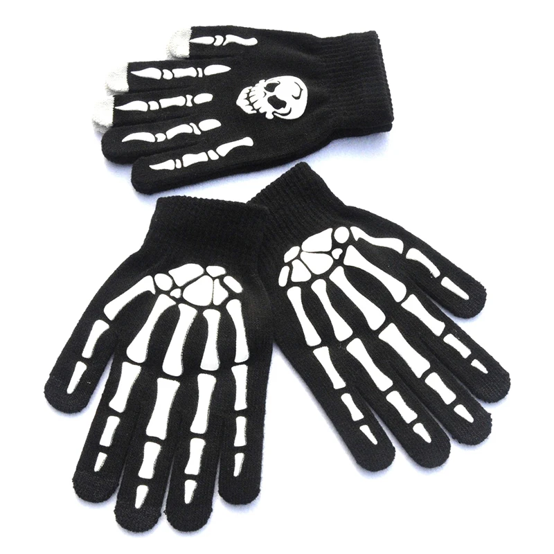 

Halloween Supplies Luminous Gloves for Winter Hand Warmer Non Slip Horror Hand Bone Skull Grimace Mitten Unisex Keep Warm Gloves