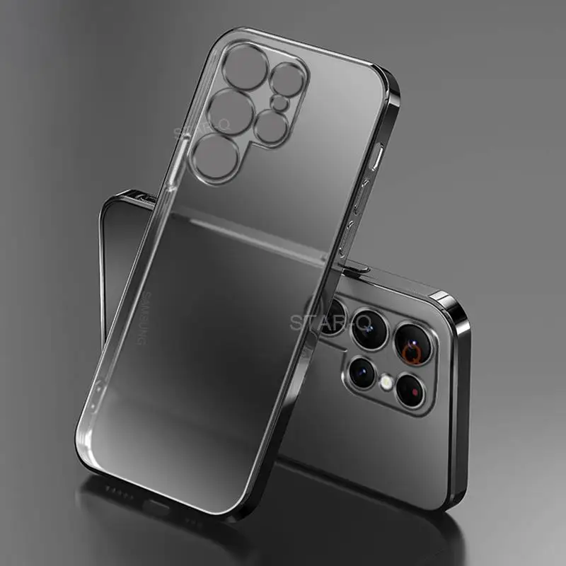 

Luxury Plating Transparent Case For Samsung Galaxy S23 S22 Ultra Plus S21 Fe A53 A33 Clear Silicone Cover S 23 22 21 S23ultra