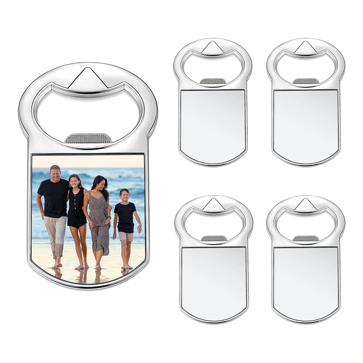 

Sublimation Fridge Magnet Bottle Opener Blanks, Personalized Photo Gifts Heat Transfer for Party Favors Wedding 5Pcs