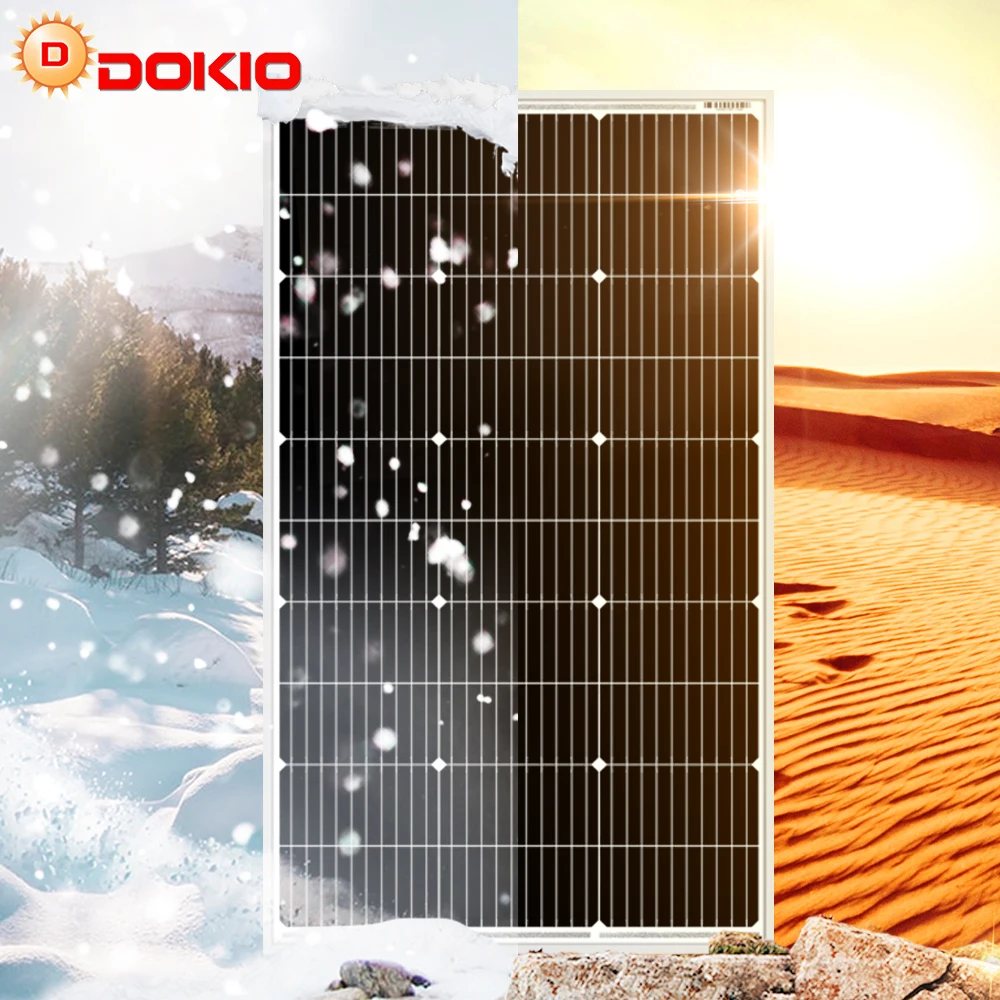 DOKIO 18V 100W performance waterproof tempered glass solar panel, long life, high conversion rate, suitable for roofs and RVs
DOKIO 18V 100W performance waterproof tempered glass solar panel, long life, high conversion rate, suitable for roofs and RVs
