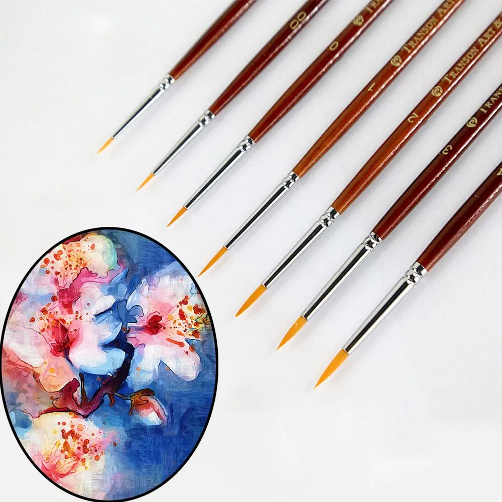 

7Pcs/set Professional Miniature Sable Hair Acrylic Drawing Oil Painting Pen Nail Brushes