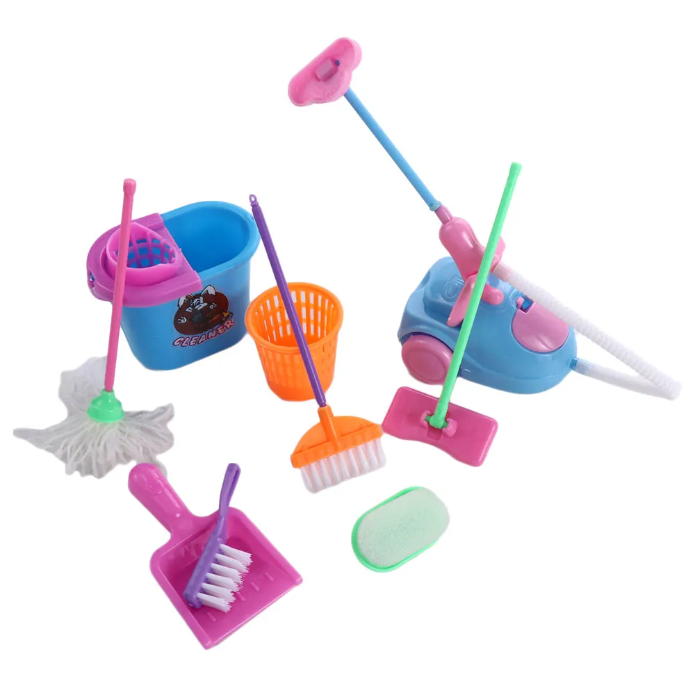 

9pcs/set Mini Doll Accessories Household Cleaning Tools for Baby Doll Accessories Kids Educational Toy