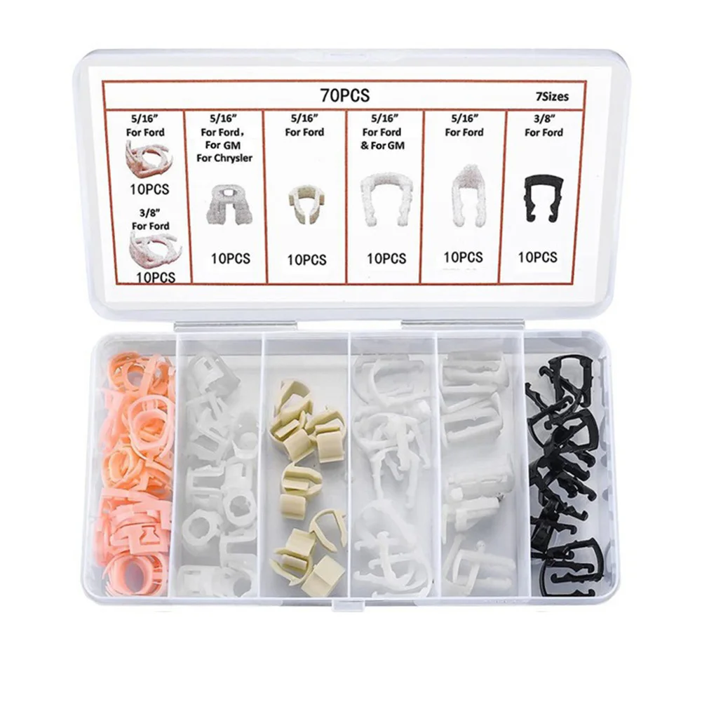 70Pcs Automotive Universal Fuel Pipe Fixing Clip Combination Kit Swordfish 61280 Fuel Line Retainer Clip Assortment For Ford
70Pcs Automotive Universal Fuel Pipe Fixing Clip Combination Kit Swordfish 61280 Fuel Line Retainer Clip Assortment For Ford