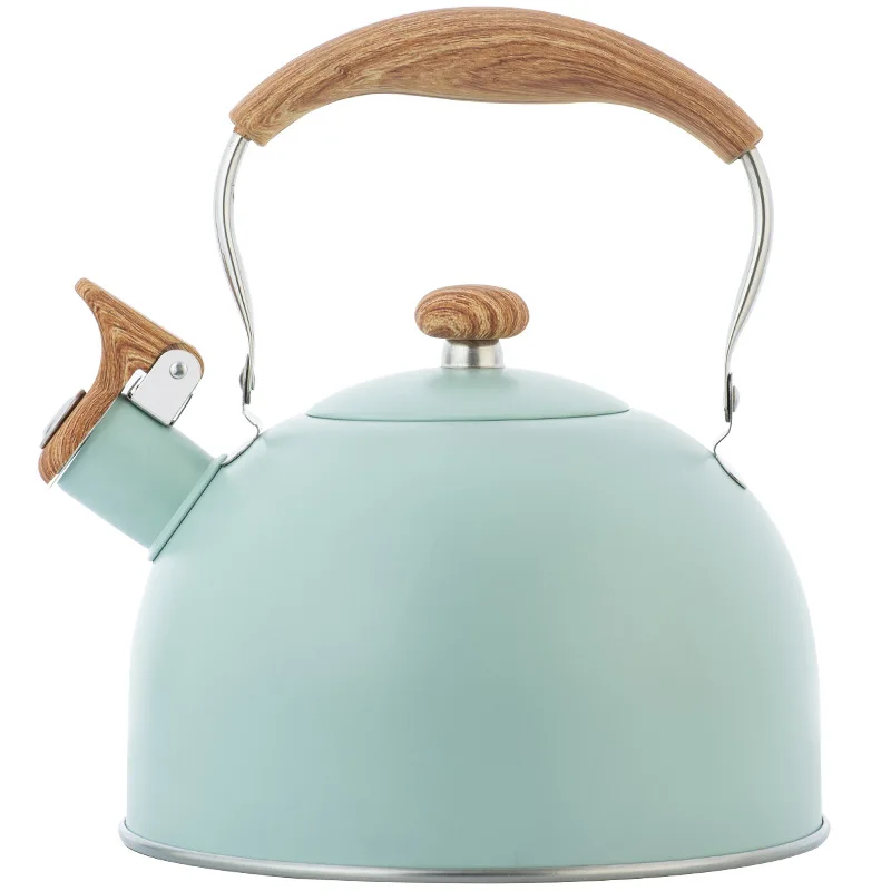 

Nordic Simple Whistle Kettle, Gas Induction Cooker, Universal Coffee and Tea Kettle with Wood Grain, Anti-Scalding Handle, 2.5L