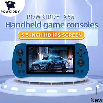 POWKIDDY X55 휴대용 게임 콘솔, 5.5 인치 IPS 스크린, 오픈 소스 레트로 콘솔, TV 아웃 비디오 게임 플레이어, 어린이 선물, RK3566, 신제품