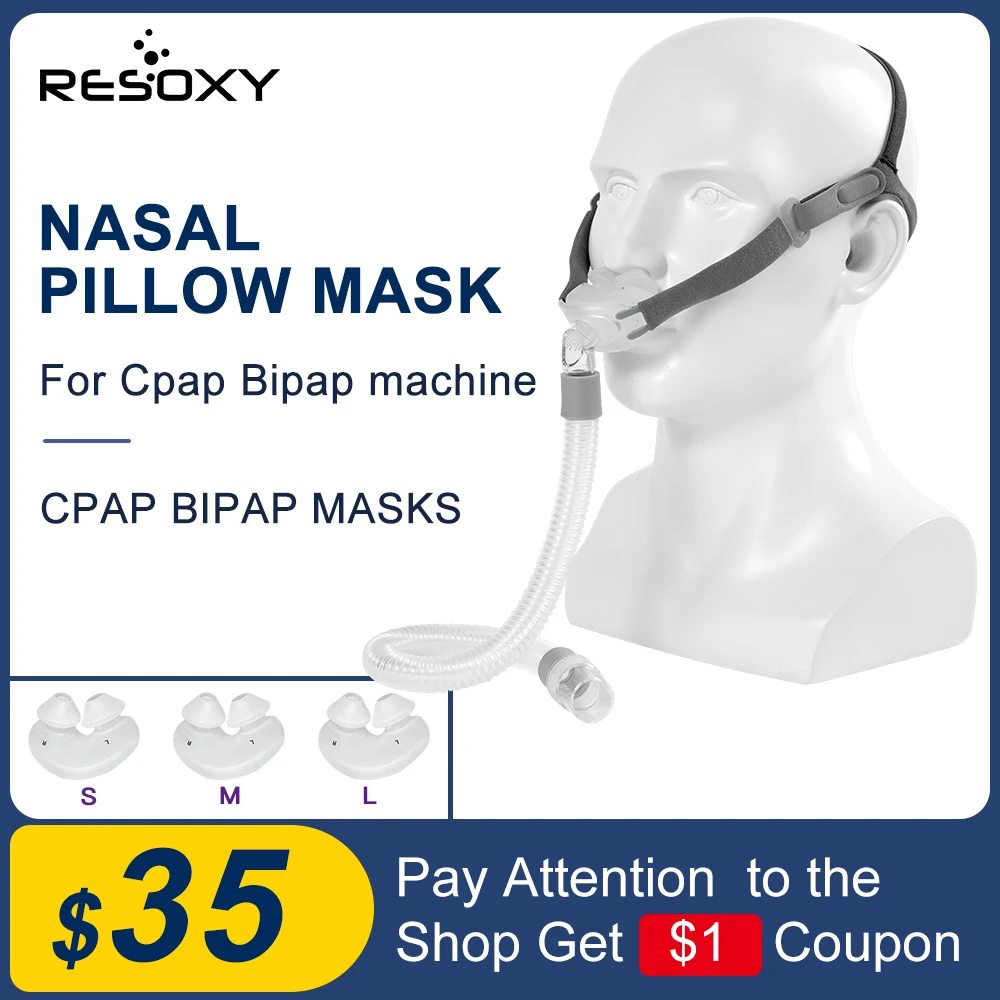 

Nasal Pillows Mask Sleep Mask Use for Auto CPAP BiPAP Machine Sleep Apnea Anti Snoring With 3 Sizes Cushions Respirator Tube