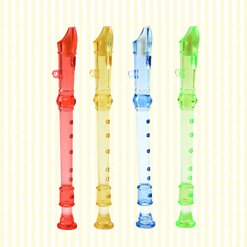 

4pcs 6-Hole Mini Clarinet Transparent Flute Children Beginner Music Playing Wind Instruments (Random Color)